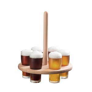 Bier - Brett rund mit L�chern, Gl�ser 0,21l