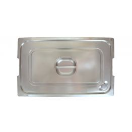 Edelstahldeckel f�r GN mit wasserdichter Silikondichtung und Aussparungen f�r Griffe. Erf�llt die Hygieneanforderungen f�r Produkte mit Lebensmittelkontakt. Konzipiert zum wasserdichten Abdecken von hei�en Lebensmitteln in GNs, die in isothermischen Thermoports transportiert werden.