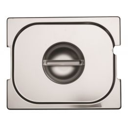 Edelstahldeckel f�r Gastrobeh�lter mit Aussparung f�r Ohren und Sch�pfkelle